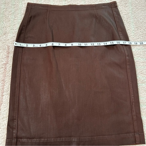 Peruvian Connection Brown Denim Pencil Skirt Knee-Length SZ 8 Fall Cotton Blend - Picture 7 of 13